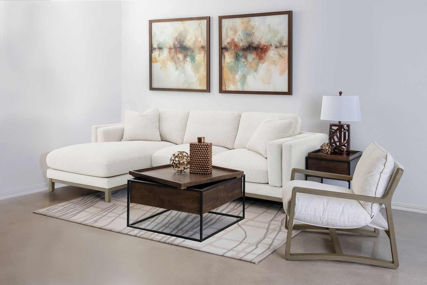 Geneva Boucle Sectional Chaise Sofa