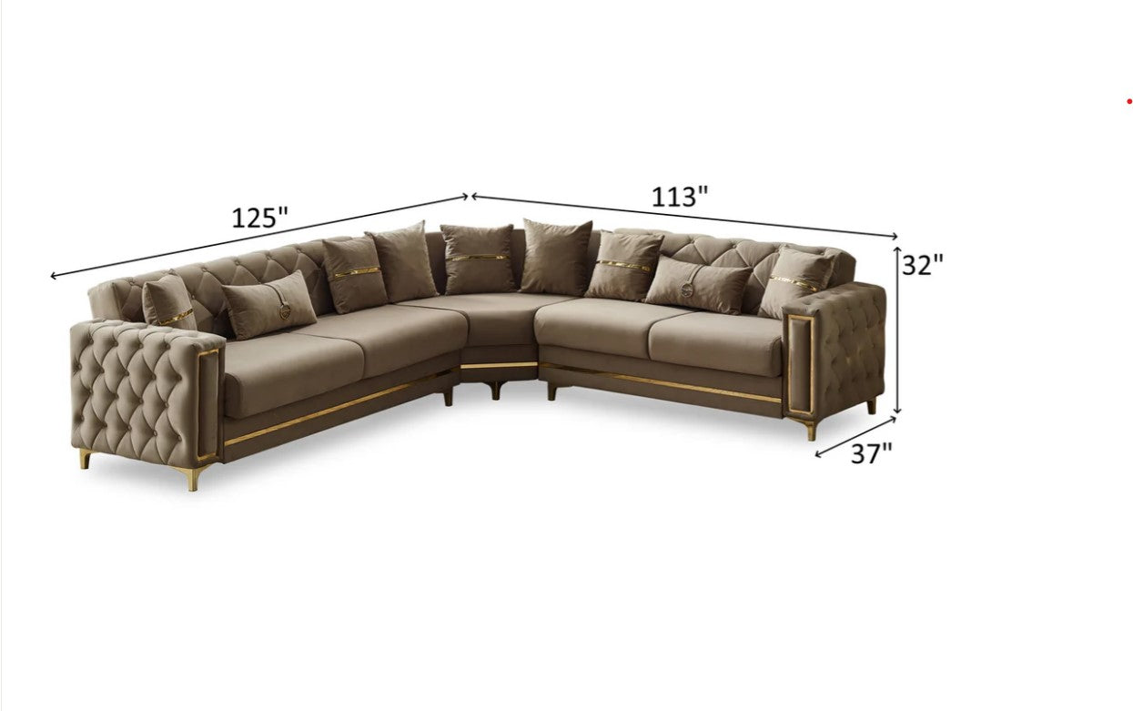 Bolivya 125" / 113" Wide Tufted Convertible Sectional