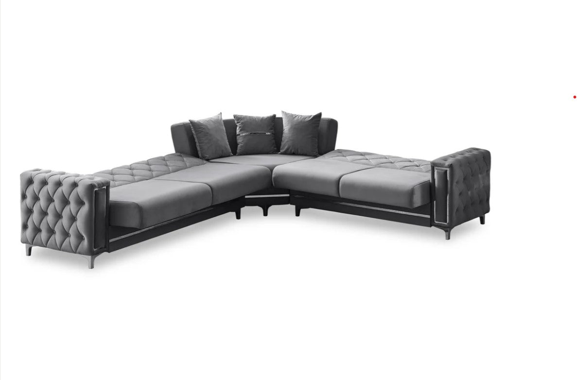 Bolivya 125" / 113" Wide Tufted Convertible Sectional